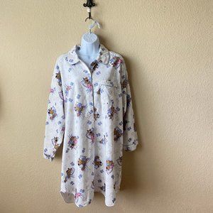 Vintage Y2K Scooby Doo Night Sleep Shirt Sz: XL Cream Flannel 2000 TV Show RARE